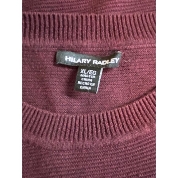 Hilary Radley Womens Sweater XL Burgundy Layered White Hem Long Sleeve Preppy - Picture 4 of 8